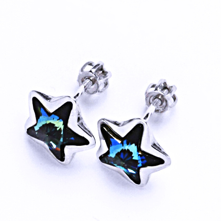 Stříbrné náušnice na šroubek s krystaly Swarovski (modrá 10 mm)NŠ 1325 