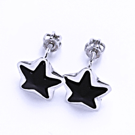 Stříbrné náušnice na šroubek s krystaly Swarovski (Jet 10 mm)NŠ 1325