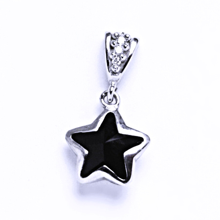 Stříbrný přívěsek krystalem Swarovski hvězda (jet 10 mm)P 1325 