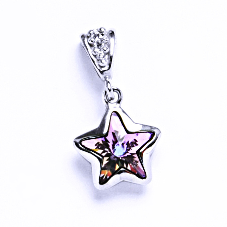 P 1325 Stříbrný přívěsek krystalem Swarovski hvězda (vitrail light 10 mm)