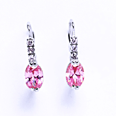 Stříbrné naušnice se zirkonem na patent VE 9 pink