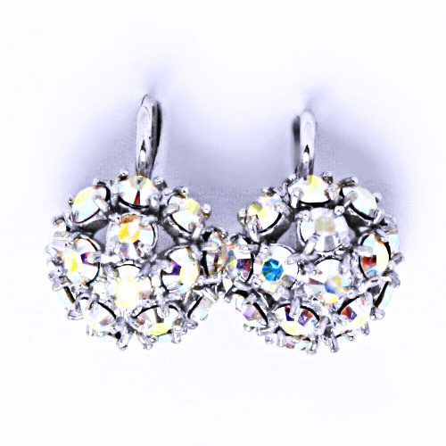 Náušnice stříbrné půlkoule s krystalem Swarovski AB NK 1337