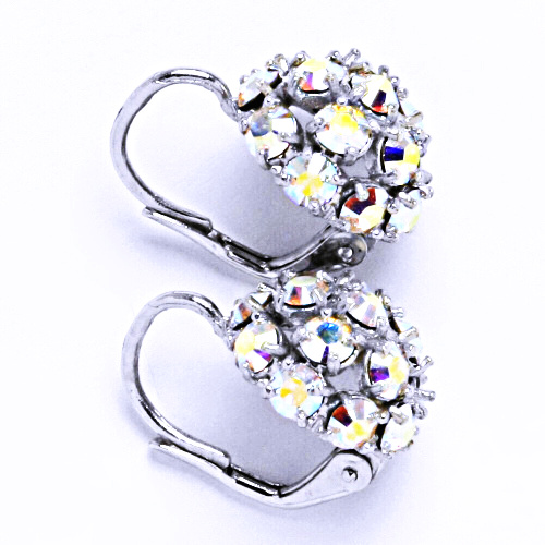 Náušnice stříbrné půlkoule s krystalem Swarovski AB NK 1337