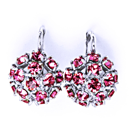 Náušnice stříbrné půlkoule s krystalem Swarovski Rose NK 1337