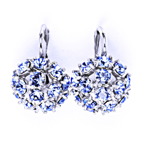 Náušnice stříbrné půlkoule s krystalem Swarovski Light safir NK 1337