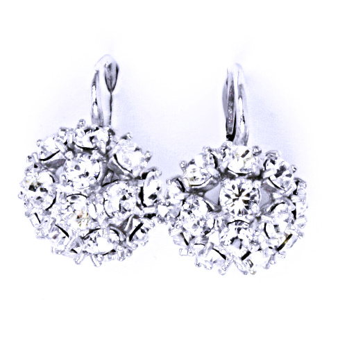 1 Náušnice stříbrné půlkoule s krystalem Swarovski čirý krystal, NK 1337