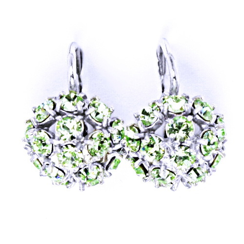 Náušnice stříbrné půlkoule s krystalem Swarovski Chryzolit