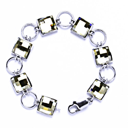 R 1305 Náramek stříbrný s krystalem Swarovski silver shade
