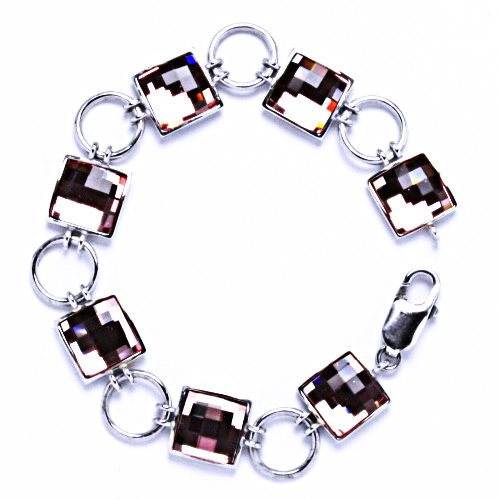 R 1305 Náramek stříbrný s krystalem Swarovski light rose