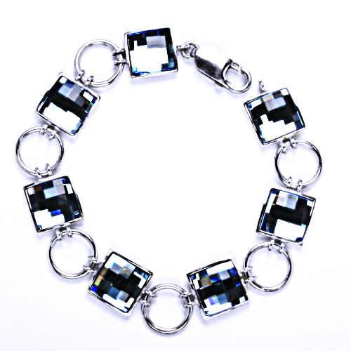R 1305 Náramek stříbrný s krystalem Swarovski akvamarín
