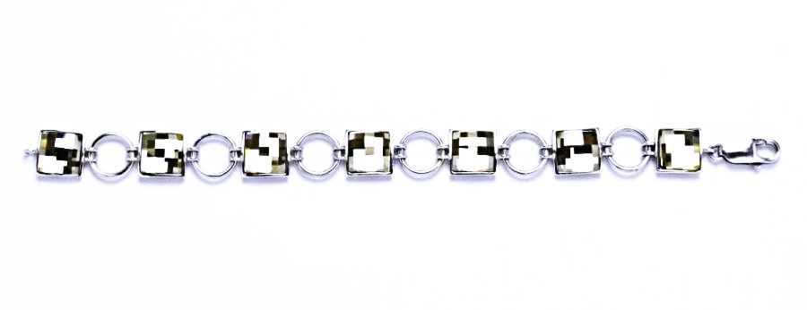 R 1305 Náramek stříbrný s krystalem Swarovski silver shade