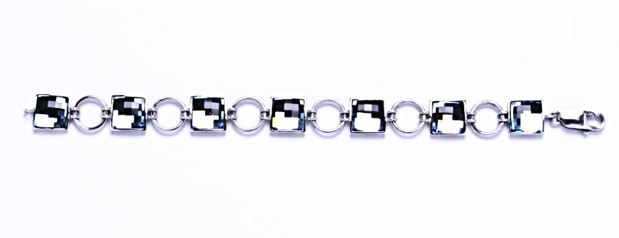 R 1305 Náramek stříbrný s krystalem Swarovski akvamarín