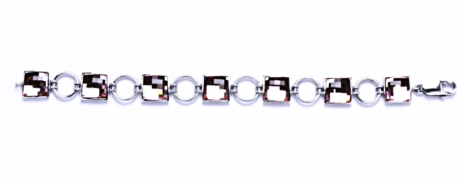 R 1305 Náramek stříbrný s krystalem Swarovski light rose