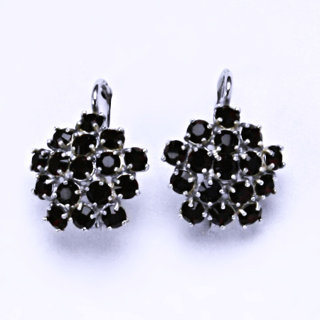 Naušnice s krystaly Swarovski granat květy NK 1342