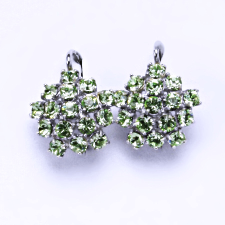 Naušnice s krystaly Swarovski Chryzolit květy NK 1342