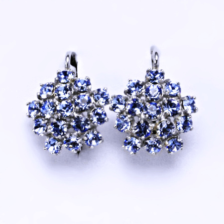 Naušnice s krystaly Swarovski Light Saphire květy NK 1342