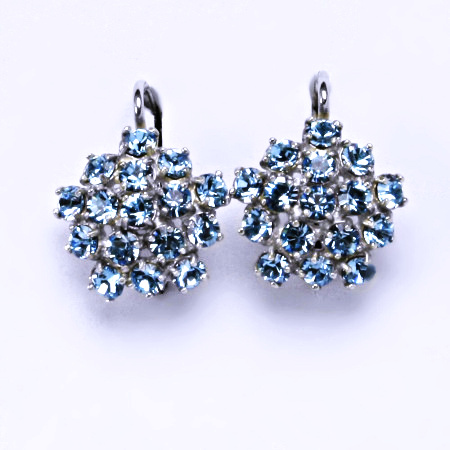 1 Naušnice s krystaly Swarovski Akvamarin květy NK 1342