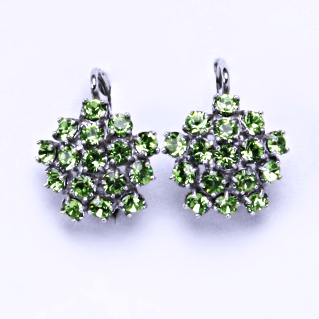 Naušnice s krystaly Swarovski Peridot květy NK 1342
