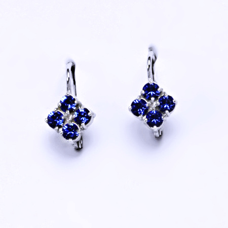Náušnice stříbrné s krystaly Swarovski Saphire, šperk, NK 1324