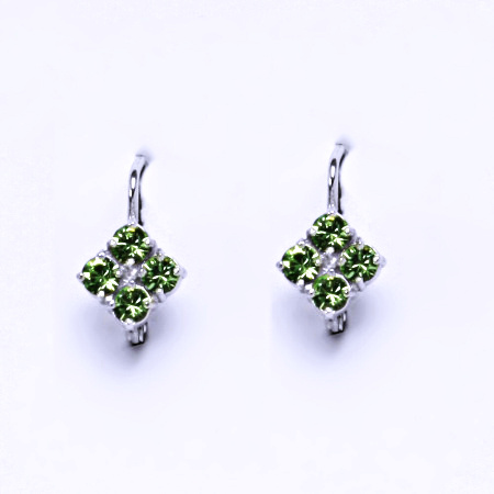 Náušnice stříbrné s krystaly Swarovski Peridot, šperk, NK 1324