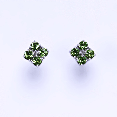 Náušnice stříbrné s krystaly Swarovski Peridot NŠ 1324 