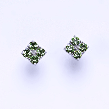 Náušnice stříbrné s krystaly Swarovski Chryzolit NŠ 1324 