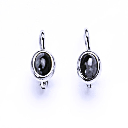 Přírodní obsidián, obláčkový 6x4 mm náušnice stříbrné na patent, NK 1353