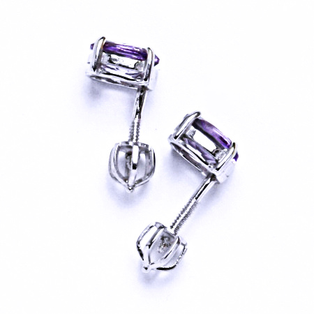 Stříbrné náušnice, světlý přírodní ametyst, náušnice ze stříbra, NŠ 1246