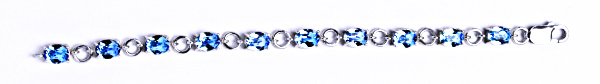 Stříbrný náramek s krystaly Swarovski akvamarín, šperky, R 1245