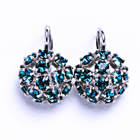 Náušnice stříbrné půlkoule s krystalem Swarovski Blue Zirkon,NK 1337