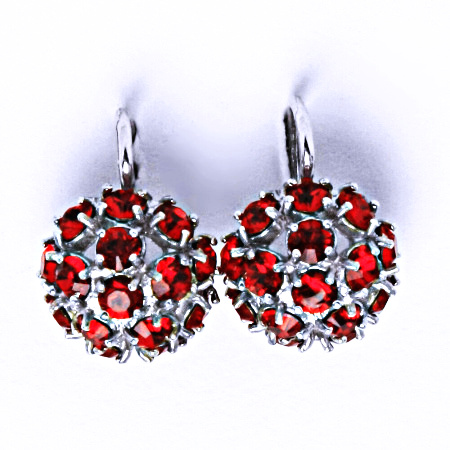 Náušnice stříbrné půlkoule s krystalem Swarovski Light Siam, NK 1337