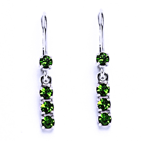Stříbrné náušnice se Swarovski krystalem fern green NK 1323V