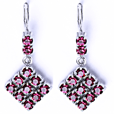 Náušnice stříbrné s krystalem Swarovski fuchsie, šperk, NK 1341/1346