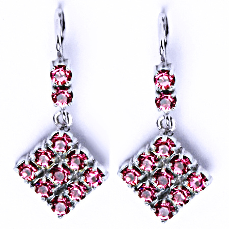 Náušnice stříbrné s krystalem Swarovski rose, šperk, NK 1341/1346