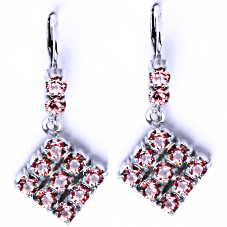 Náušnice stříbrné s krystalem Swarovski light rose,šperk, NK 1341/1346