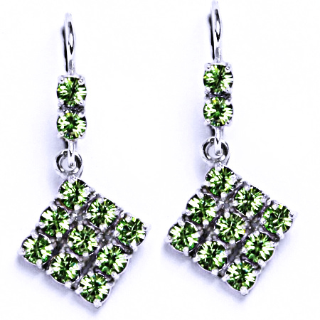 Náušnice stříbrné s krystalem Swarovski peridot, šperk, NK 1341/1346