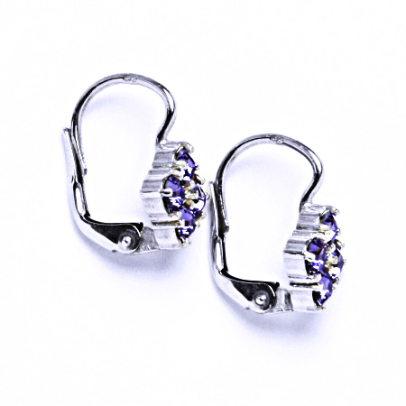 Náušnice stříbrné s krystaly Swarovski Tanzanit, šperky, NK 1324