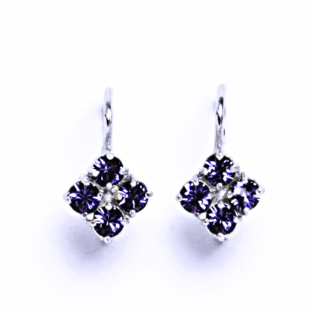 Náušnice stříbrné s krystaly Swarovski Tanzanit, šperky, NK 1324