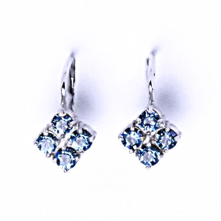 Náušnice stříbrné s krystaly Swarovski Akvamarin, šperky, NK 1324