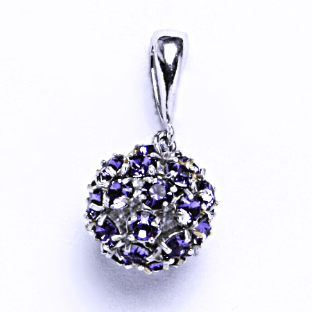 Stříbrný přívěšek koule se Swarovski krystalem přívěsek tanzanit P 1344