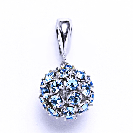 Stříbrný přívěšek koule se Swarovski krystalem přívěsek akvamarín P 1344/6