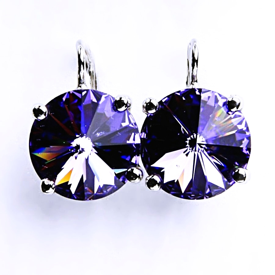 Stříbrné náušnice, krystal Swarovski, barva Tanzanit, šperky s krystaly, NK 1188 