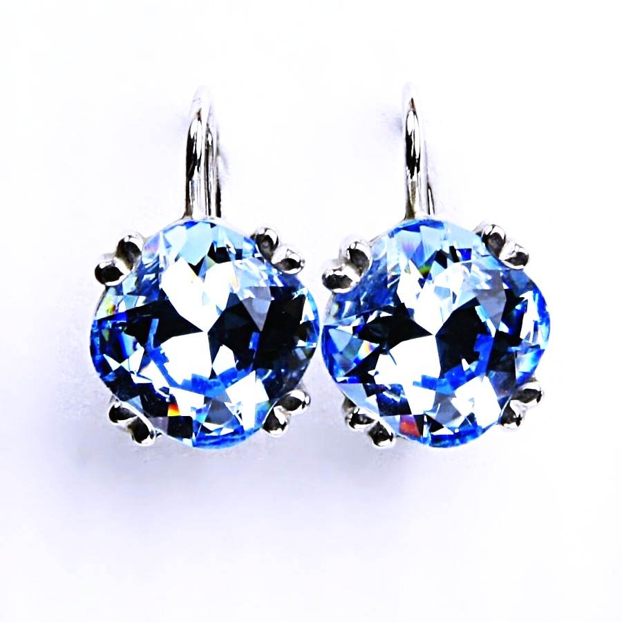 Stříbrné náušnice, krystal Swarovski, akvamarin, šperky s krystaly, NK 1225