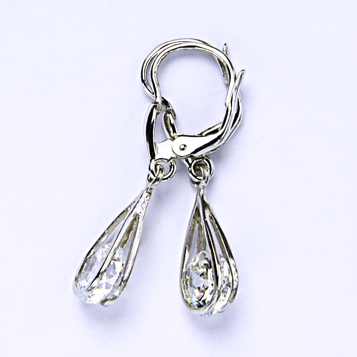 Stříbrné náušnice, zirkon, čirý, šperky se zirkony, náušnice ze stříbra, NK 1291/27 