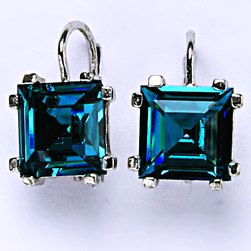 Stříbrné náušnice, krystal Swarovski blue, NK 1196 
