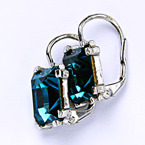Stříbrné náušnice, krystal Swarovski blue, NK 1196