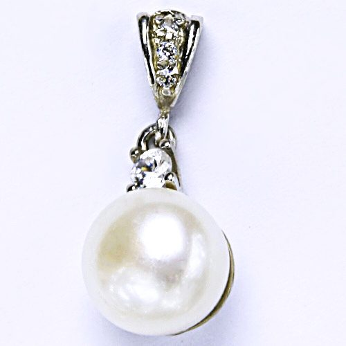 Stříbrný přívěšek, přírodní říční perla bílá 12 mm, P 1286/2 