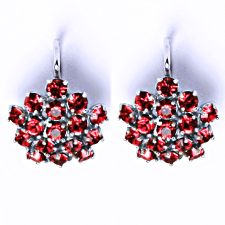 Náušnice stříbrné s krystaly Swarovski květy Light Siam, šperky, NK 1342