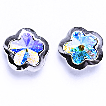 Stříbrné náušnice na šroubek s krystalem Swarovski AB krystal, NŠ 1296 