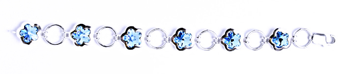 Stříbrný náramek s krystaly Swarovski kytička Akvamarin, R 1296